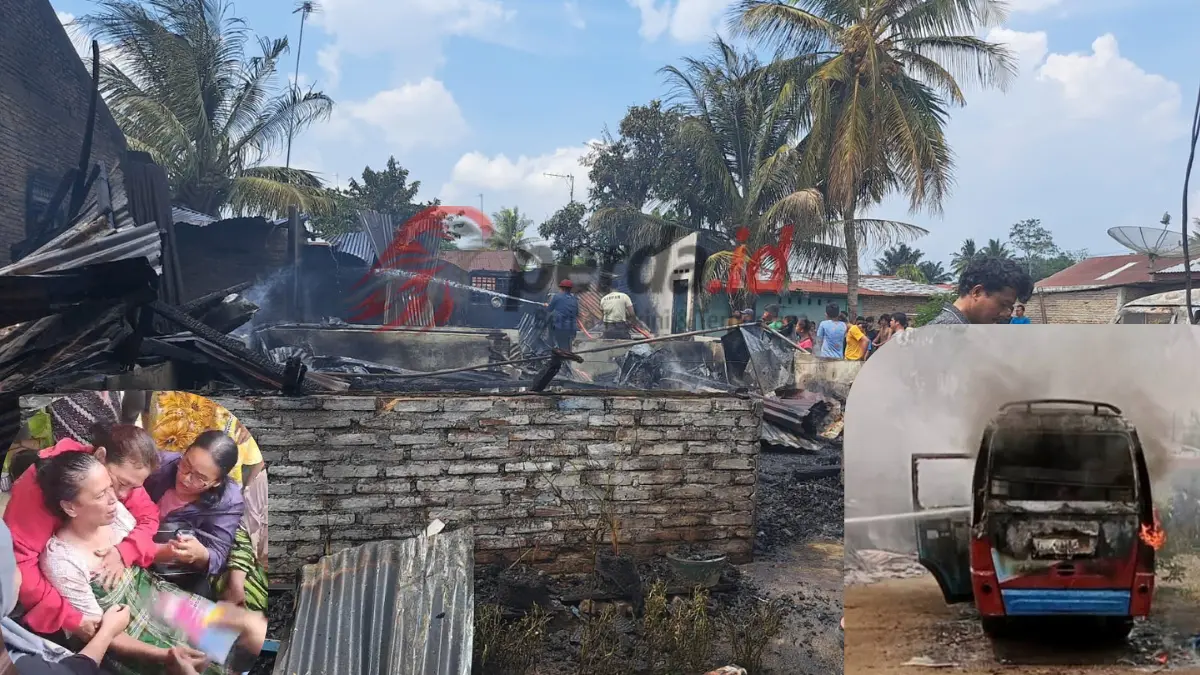Kondisi rumah Ibu Lina di Perdagangan III yang ludes terbakar rata dengan tanah.