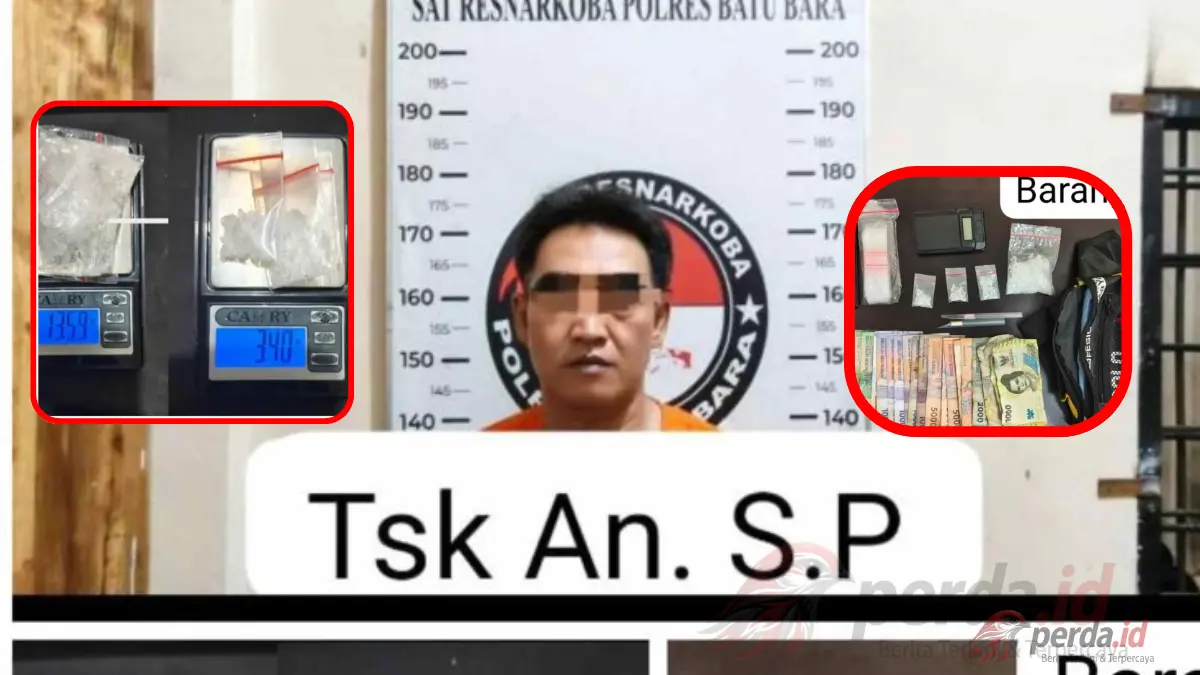 Polres Batu Bara mengamankan pelaku S.P dan barang bukti sabu 16,99 gram di Sei Balai