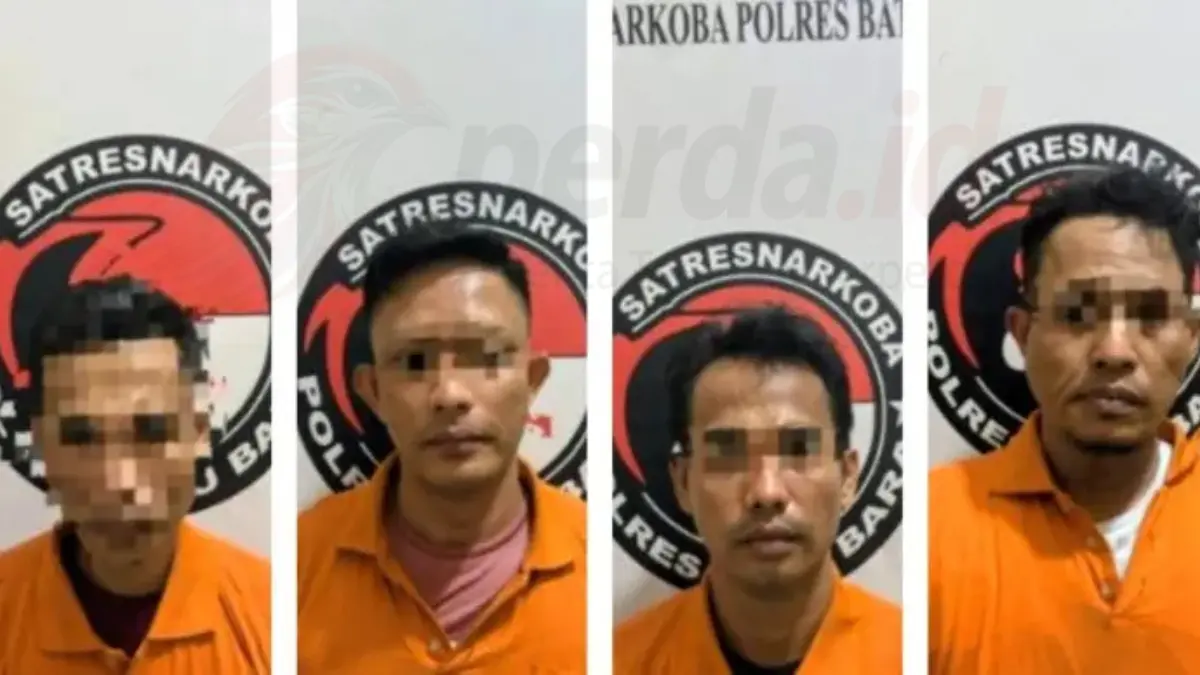 Empat tersangka pengedar sabu 200 gram saat diamankan Satresnarkoba Polres Batu Bara