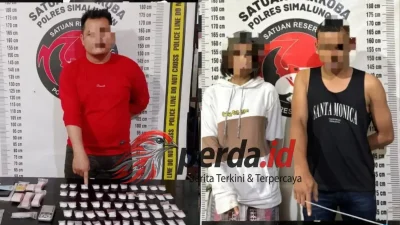 Tiga tersangka jaringan narkotika diamankan Satresnarkoba Polres Simalungun bersama barang bukti sabu seberat 245 gram