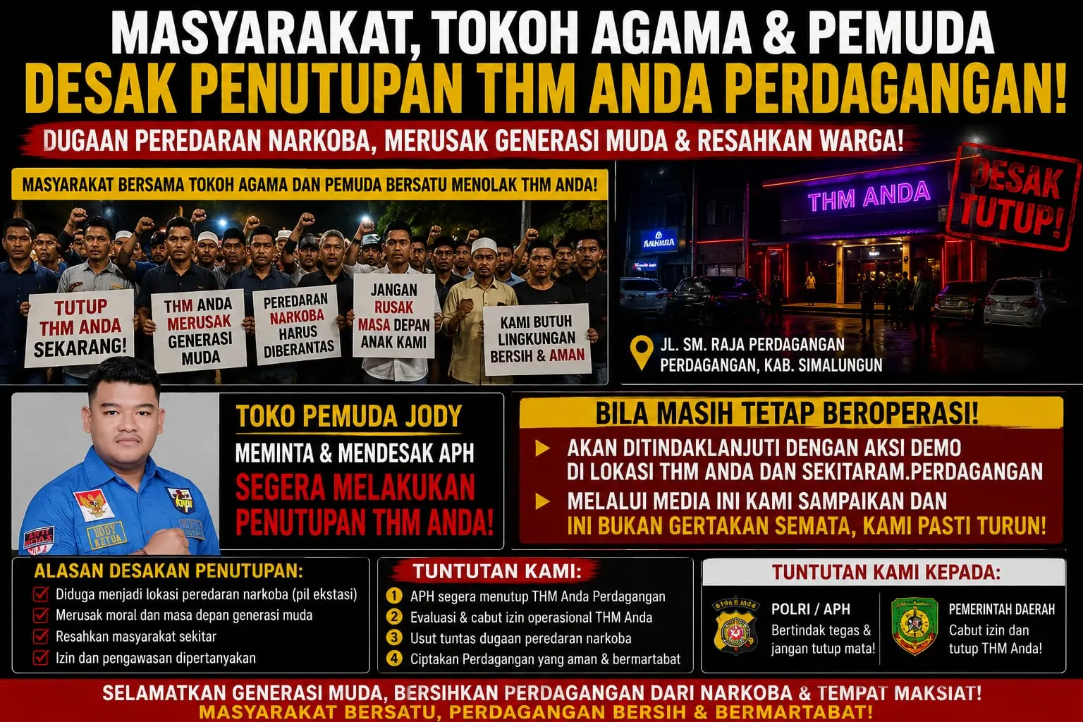 Masyarakat desak penutupan THM Anda Karaoke di Perdagangan, Kabupaten Simalungun, terkait isu dugaan peredaran narkoba.