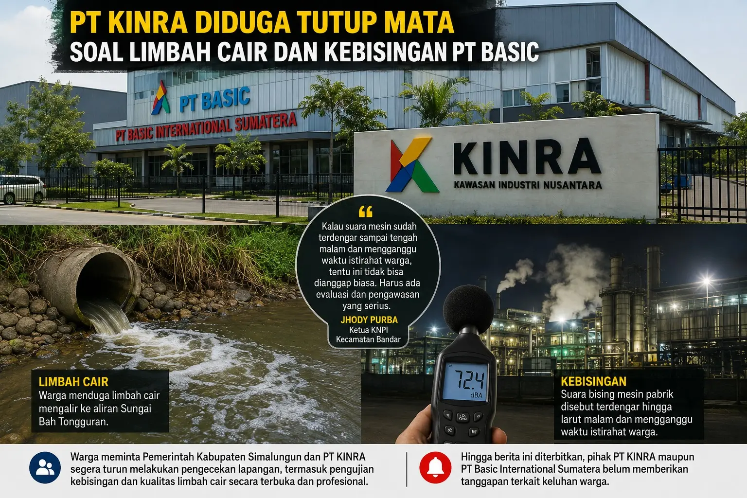 PT KINRA Diduga Tutup Mata Soal Limbah Cair dan Kebisingan PT Basic di KEK Sei Mangkei Simalungun