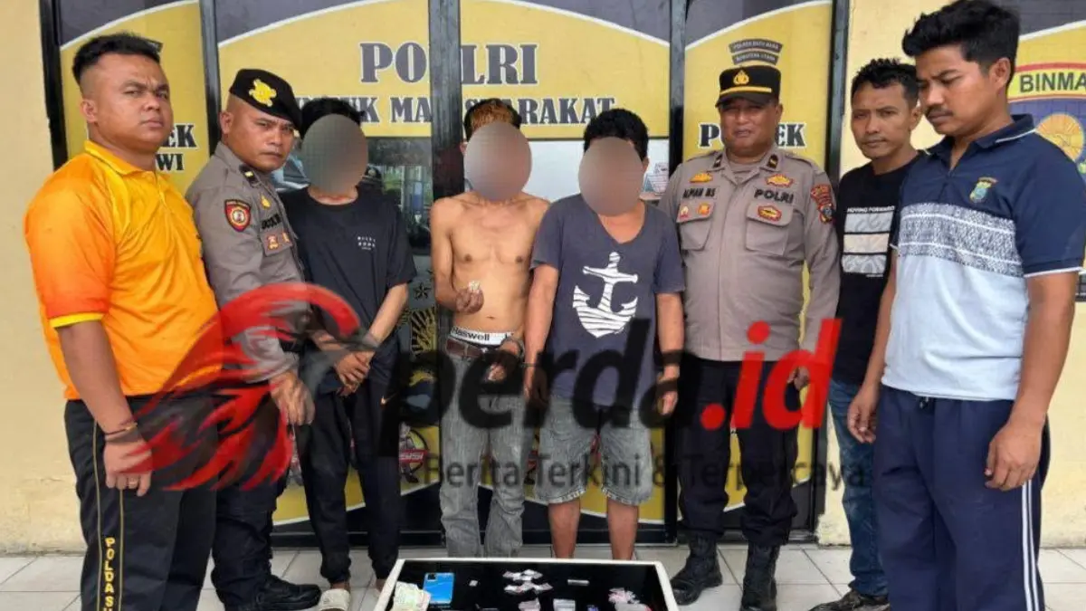 Polsek Talawi amankan tiga tersangka kasus narkoba beserta barang bukti sabu dan ganja di Tanjung Tiram, Batu Bara