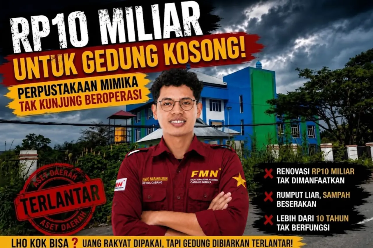 Rp10 Miliar Digelontorkan, Gedung Perpustakaan Mimika Masih Terbengkalai, Publik Pertanyakan Komitmen Pemerintah